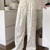 Cute Cat-Print Summer Thin High-Waisted Wide-Leg Pants for Women - Loose Fit Slimming Straight-Leg Trousers