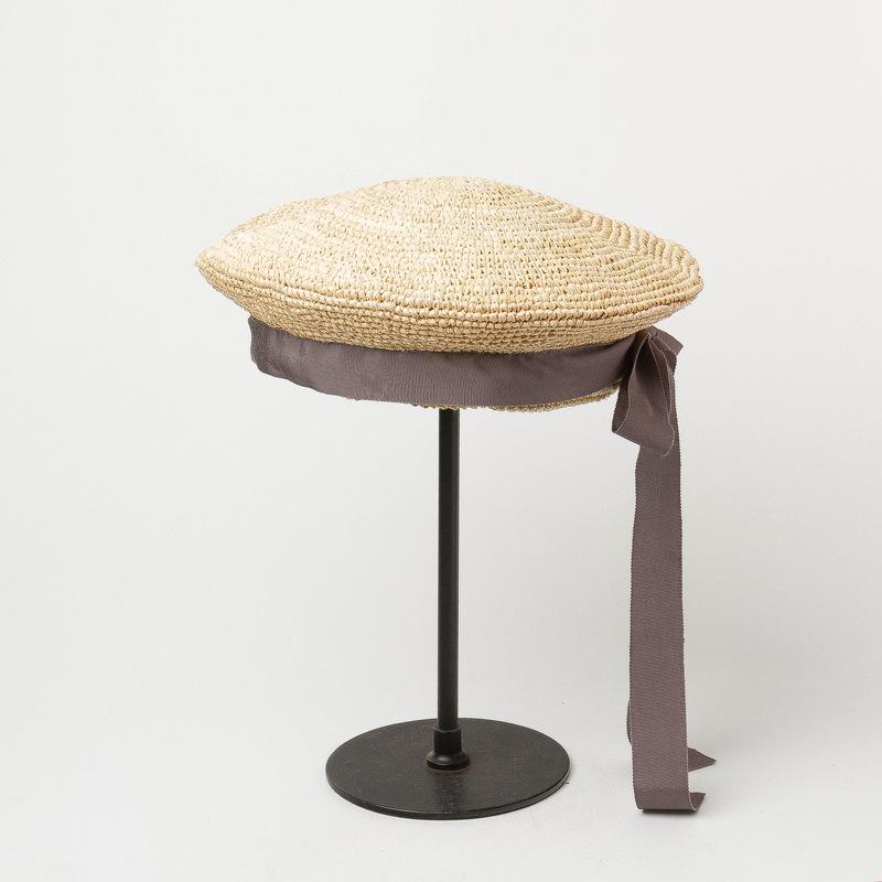 Весна и лето, новый стиль, нежный берет из пшеничной соломы ручной вязки, модная повседневная подиумная шляпа художника вогнутой формы с соломенным бутоном