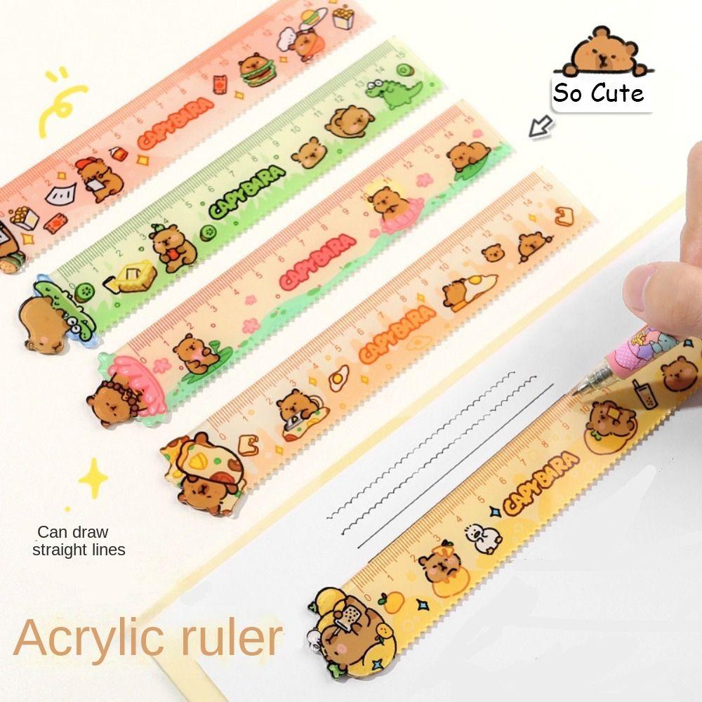 Acrylic Drawing Tools School Office Supplies Straight Ruler New Capybara Ruler