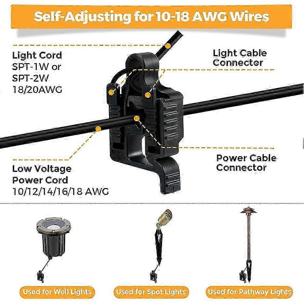 5-pack low voltage wire connectors for landscape lighting, waterproof cable connectors for 10/12/14/16/18 gauge cable