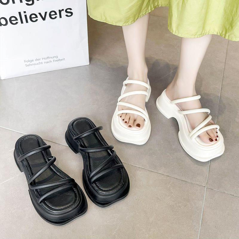 Пояс в одно слово мода крест крутой нишевый римская обувь девушка 2025 новый лето универсальный не устают ноги фея ветер толстая подошва