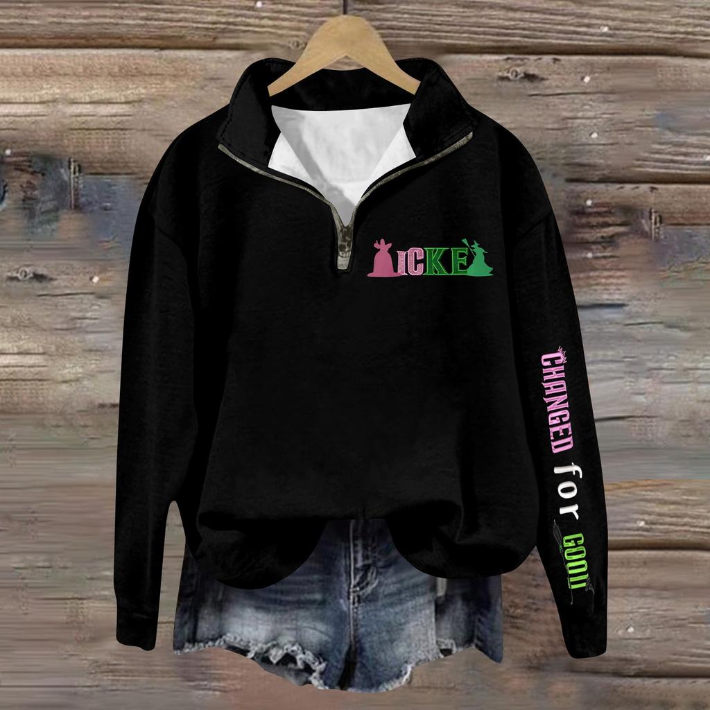 Женская модная универсальная толстовка с длинными рукавами и принтом ведьмы на молнии