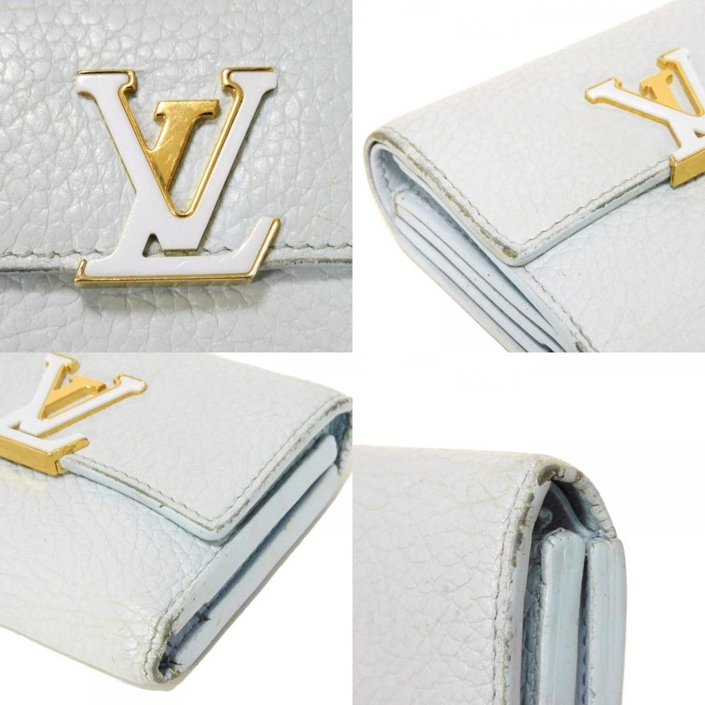 Used 12564 Portefeiulle Capucines XS M69061 7942 LV Logo Pastel Light Blue Japan Exclusive Taurillon Clemence Blue