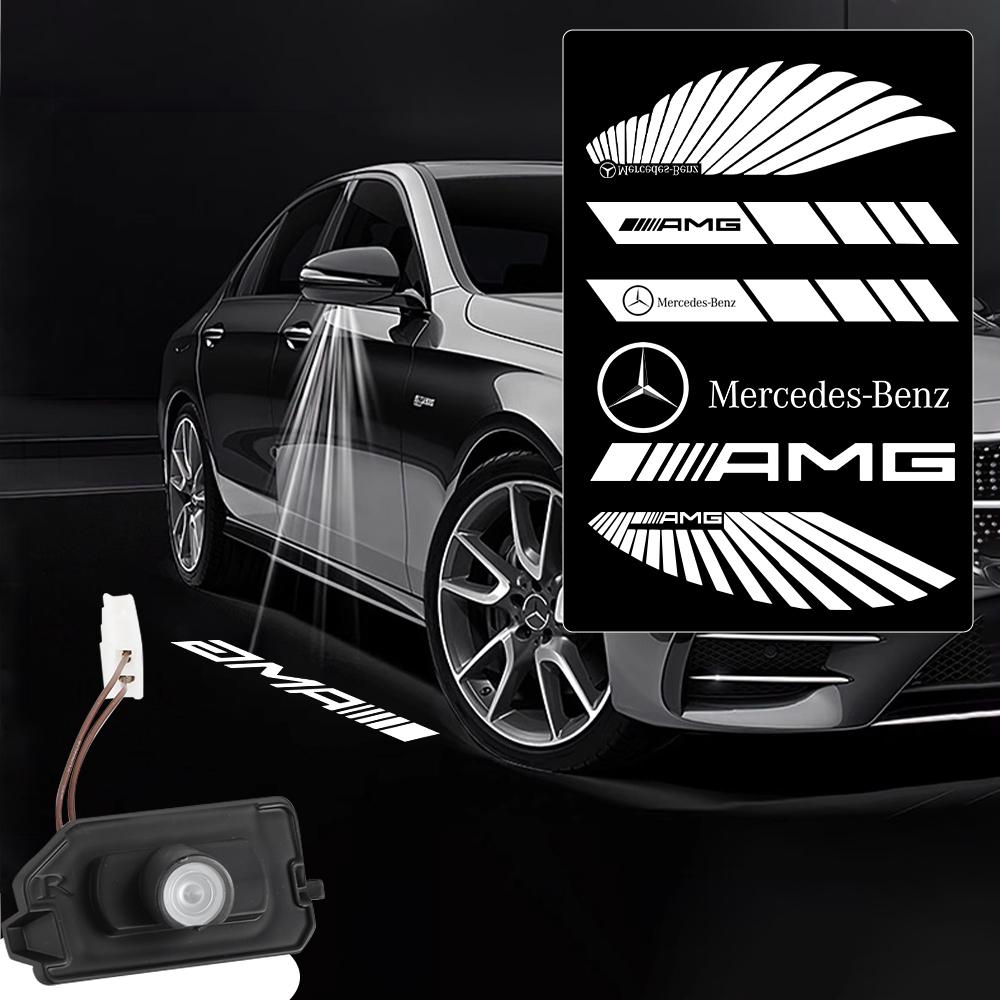 Проектор света в зеркало заднего вида автомобиля с эмблемой Benz, лампа приветствия для Mercedes-Benz A/B/C/E/S-класса GLA GLB GLC GLS EQC Не универсальный