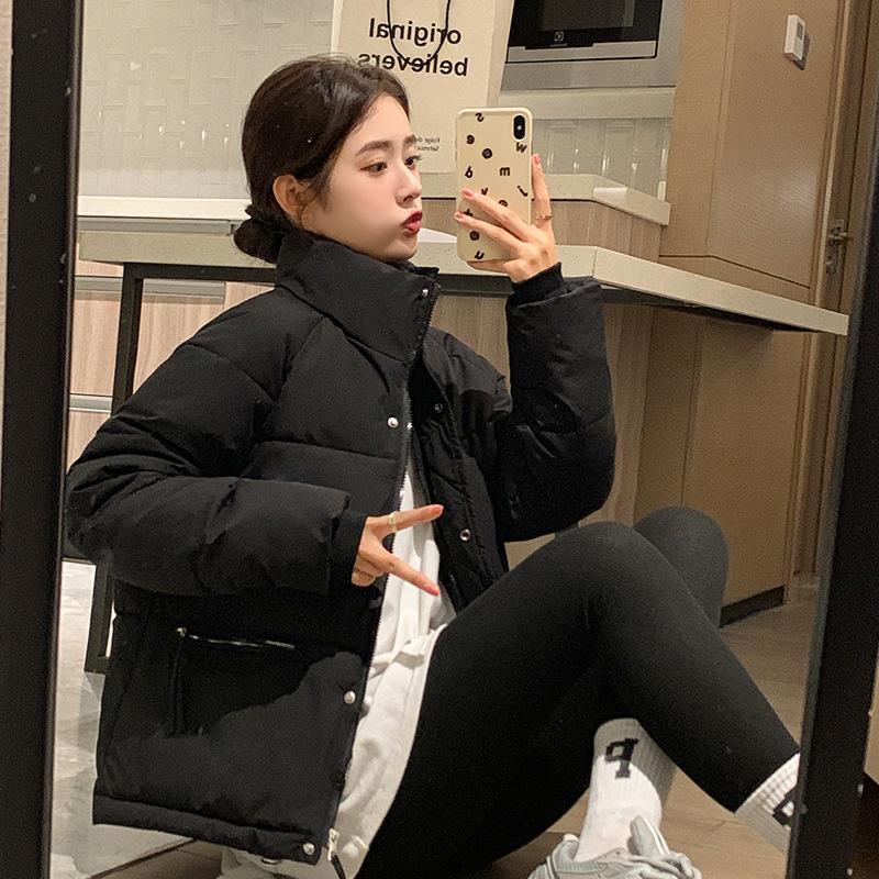 Down cotton clothes women's short winter new loose fashion thickened small stand-up collar students anti-season