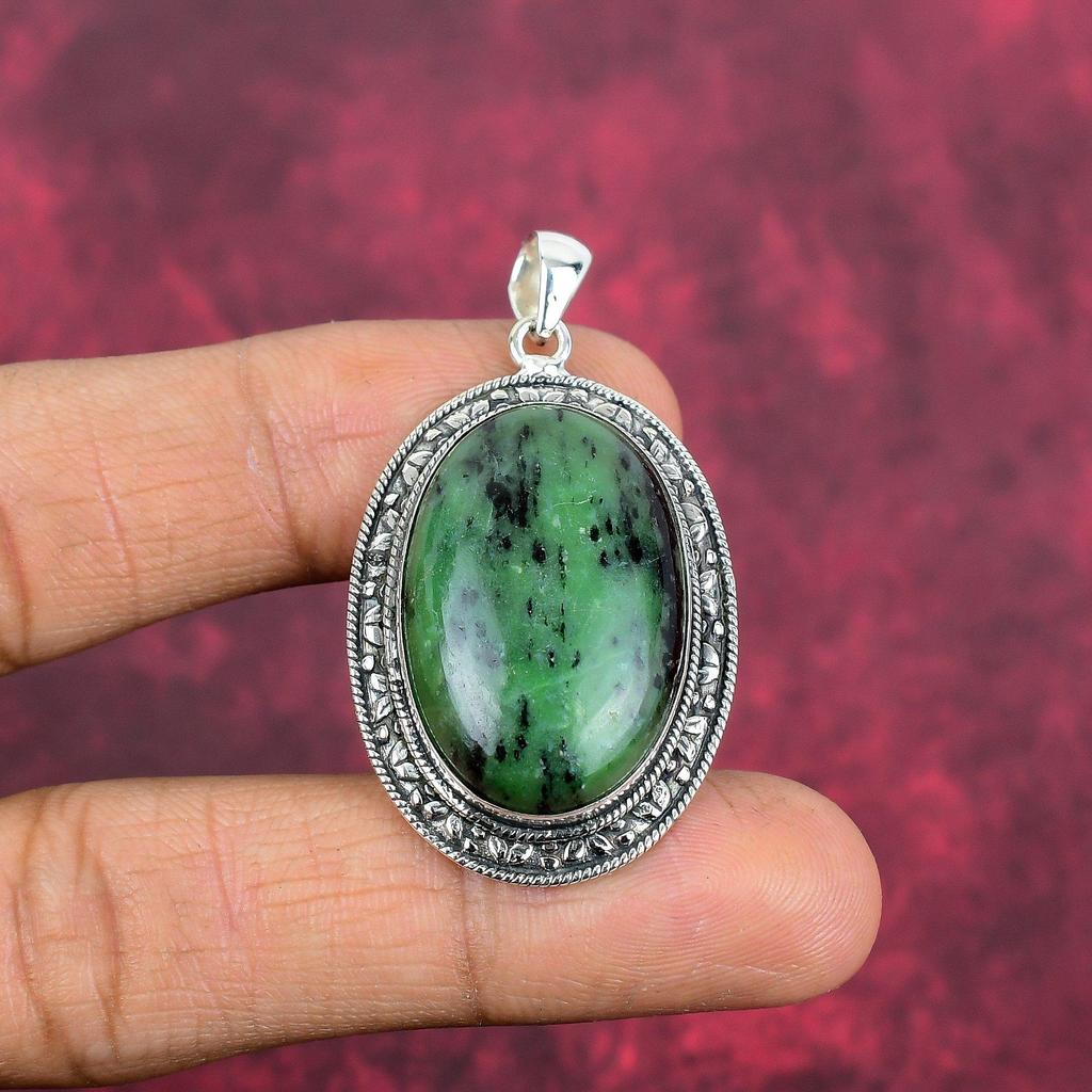 Ювелирные изделия с подвеской из рубина и зоизита, подвеска ручной работы из стерлингового серебра 925 пробы, ювелирные изделия новейшего дизайна