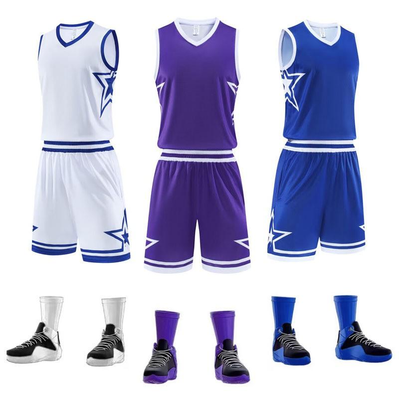Mens Basketball Uniform Set Breathable Training Jersey Shorts Team Sportswear School League Games