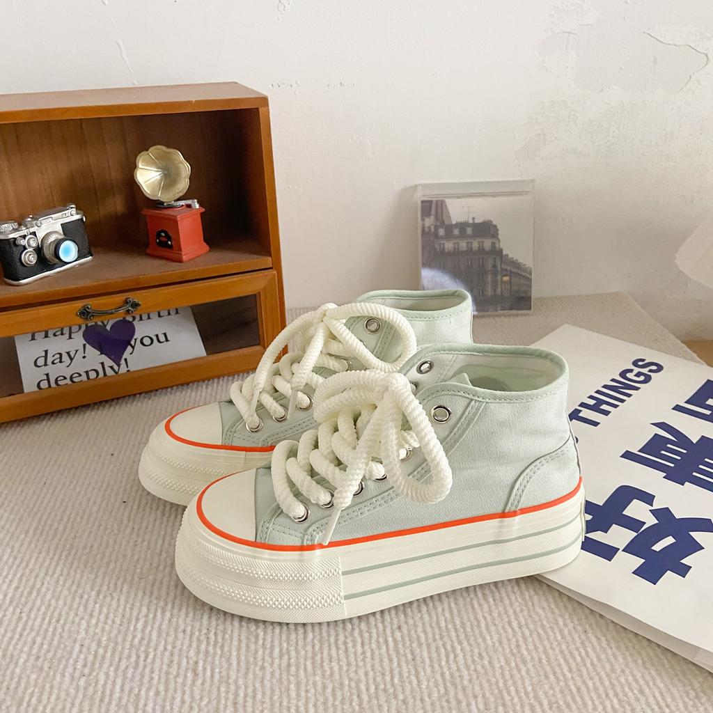 H1028 + H1057 + H1292 Две пары женских парусиновых туфель на платформе на одну ногу, ленивые универсальные нишевые ins доски