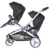 Evolutwin Double Stroller - From Birth - Up To 15kg - Adjustable Backrest - Black