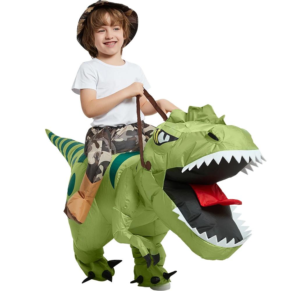 Надувной костюм Динозавра для катания T-Rex Карнавальный надувной костюм Хэллоуин Косплей Вечеринка Забавный костюм на животную тематику