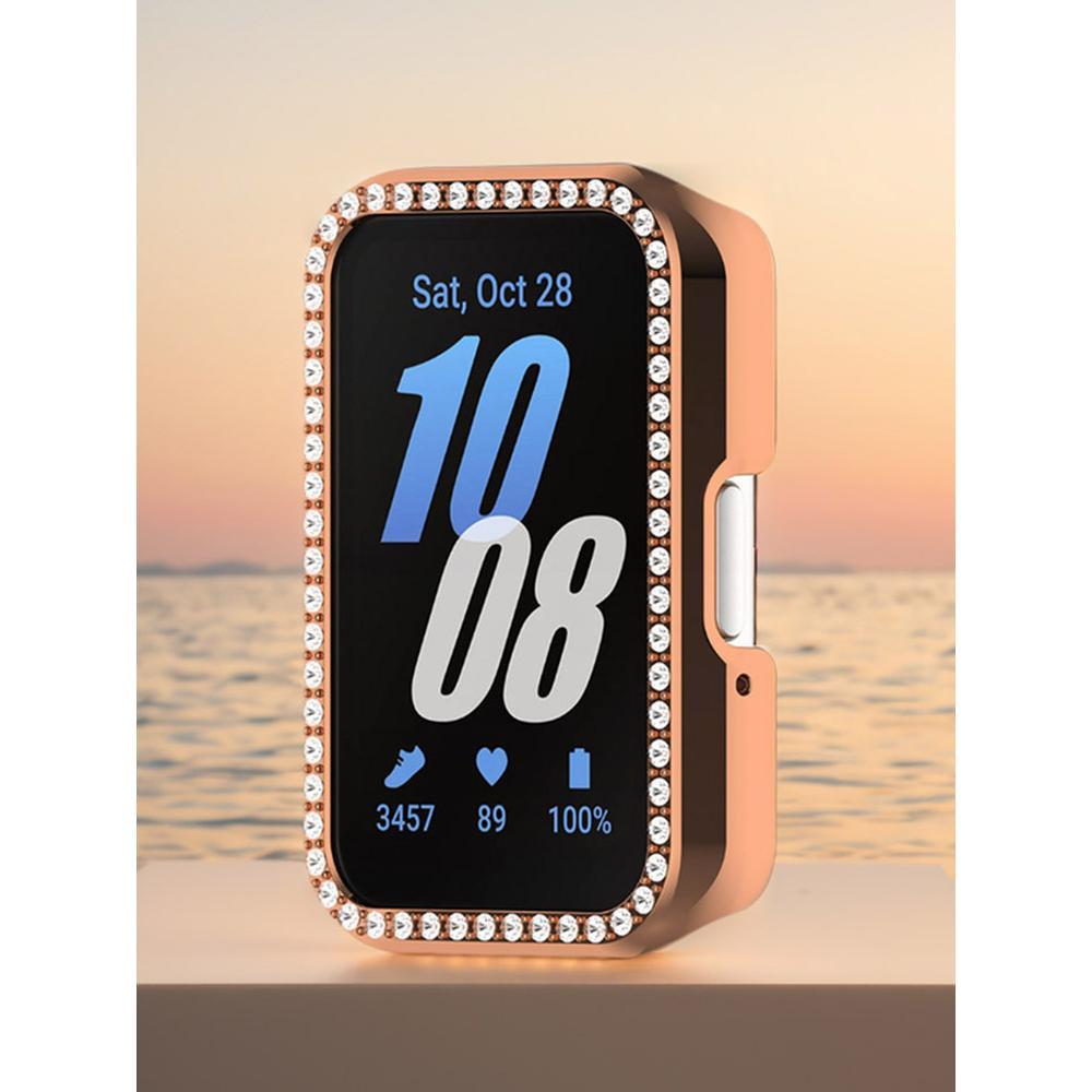 PC Diamond Inlaid Case Watch Half Cover Case Dustproof Smartwatch Protective Shell Anti-Scratch for Samsung Galaxy Fit 3
