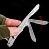 Small Folding Exacto Knife With 10pcs Extra Blades Keychain EDC Pocket Box Cutter Mini Replaceable Razor Blades Utility Knives