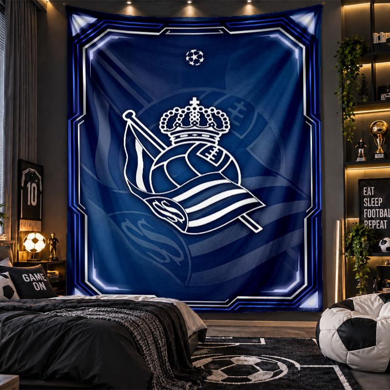 Wall Hanging Tapestry Real Sociedad FC Print Cloth for Living Room Bedroom Home Decor