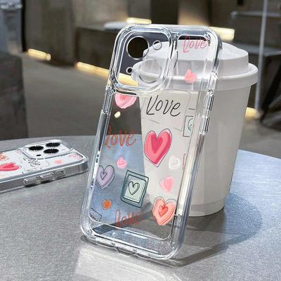 Милый прозрачный чехол Love Heart для iPhone 16 15 14 Pro Max Plus 13 12 11 Pro Max Xs Max Xr X 8 7 Plus Se2022 Se2020 противоударный бампер мягкий силиконовый чехол