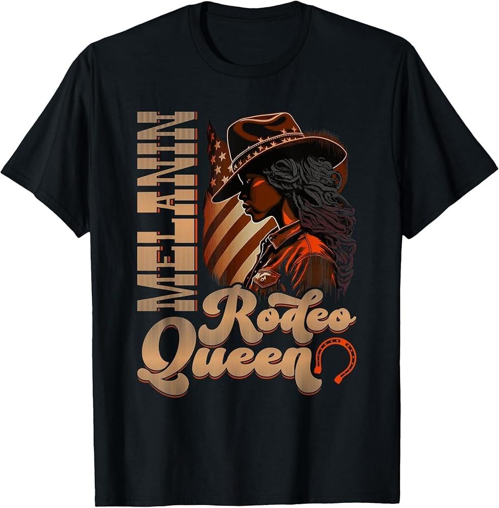 Melanin Rodeo Queen Country African-American Cowgirl T-Shirt 1