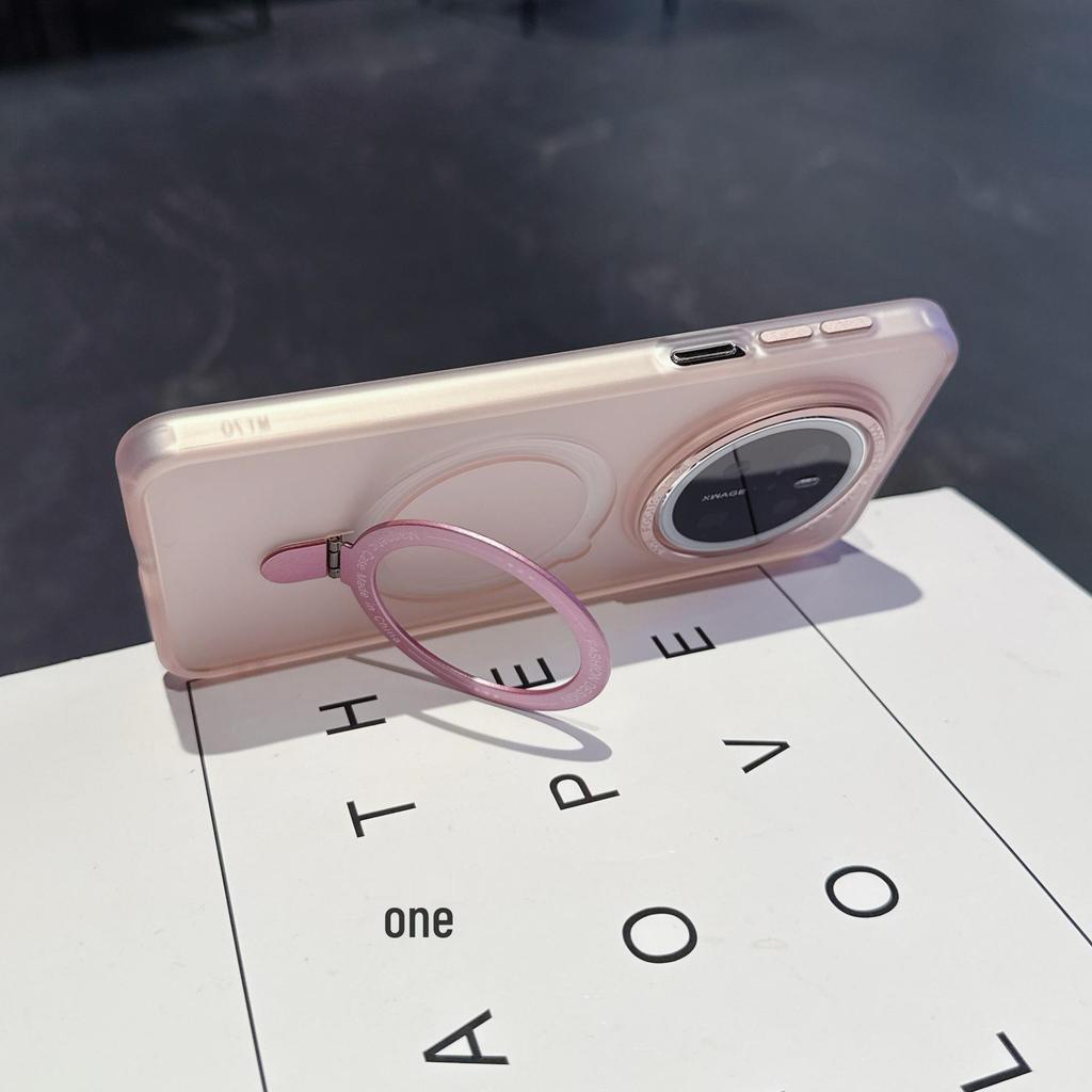 Совместим с Mate70 Pro, Премиальный матовый прозрачный противоударный чехол для телефона с интегрированной подставкой.