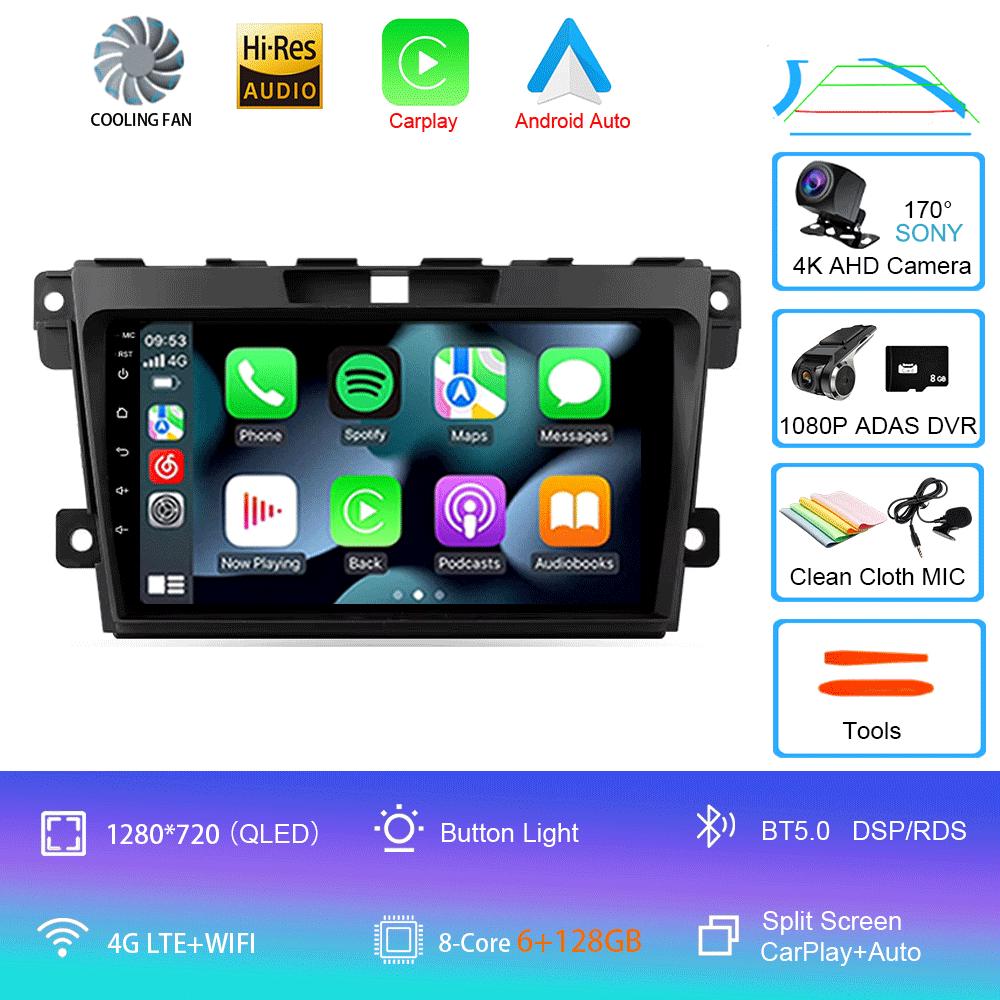 Автомобильное радио Android 14 Carplay для MAZDA 2007 2008 2009 2010 - 2014 CX-7 CX7 CX 7 Навигация GPS Мультимедийный проигрыватель стерео Wi-Fi BT