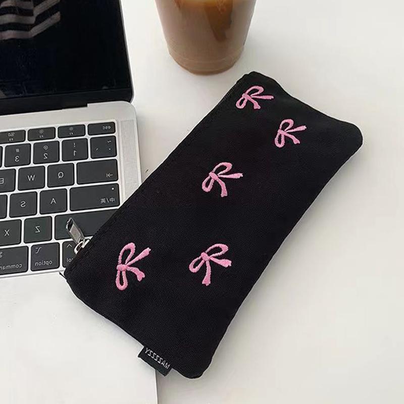 Новая Мода Черный Бант Вышивка Сердце Девочки Большая Вместимость Пакет для Хранения