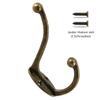 5Pcs Double Coat Hooks Wall Mounted Bathroom Coat Rack Retro Bronze Clothes Hanger Heavy Duty Door Coat Non-slip Hooks