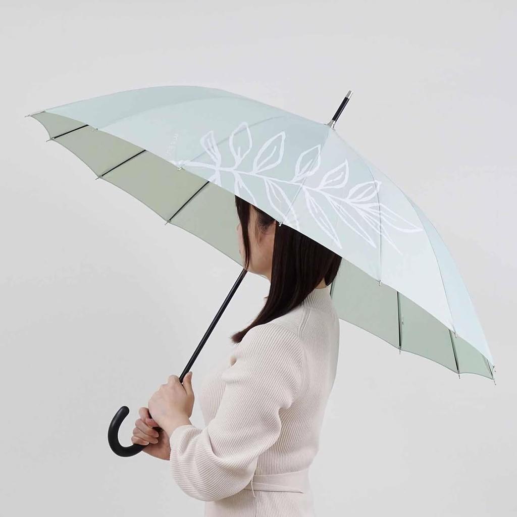 Mabu 58cm Basic Jump 16 Palm Leaf Parasol Long Umbrella with UV Light and a Floral Suitable for Rain or and Women's (SMV-42081) - Protection,