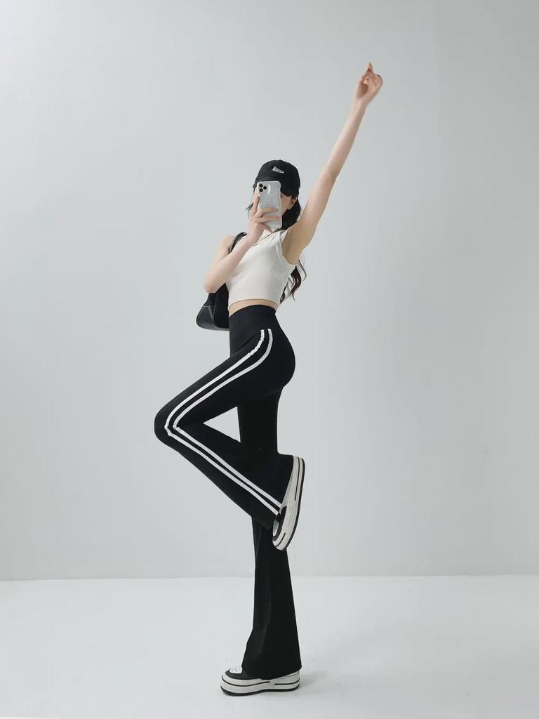 Женские полосатые штаны для йоги с высокой талией - Лето 2024 г. Спортивная одежда с защитой от солнца