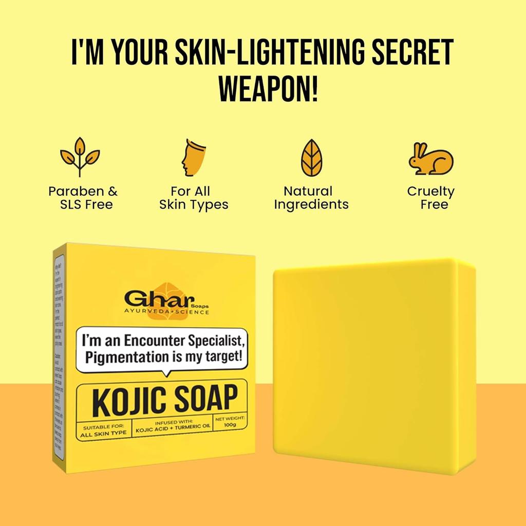 Мыло GHAR SOAPS с 2% койевой кислотой и ниацинамидом для пигментации, темных пятен, осветления, 100 г, 1 шт.
