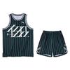 Lighthearted Series Logo Letter Pattern Striped Vest And Shorts Basketball Set Men Sets Moss-Green 152321205-3