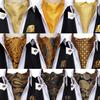 Gold Paisley Mens Silk Ascot Cravat Tie Formal Scarf Handkerchief Cufflinks Set