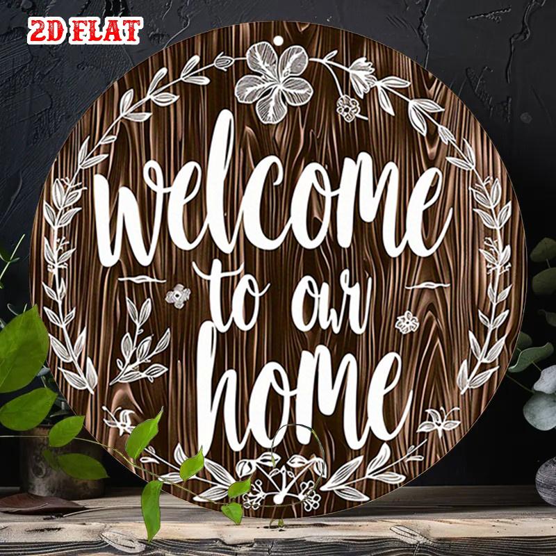 D Flat OnePiece D Flat Cozy Holiday Decorative Plaques Featuring a Floral Design Round Aluminum Sign Welcome for Home Pla