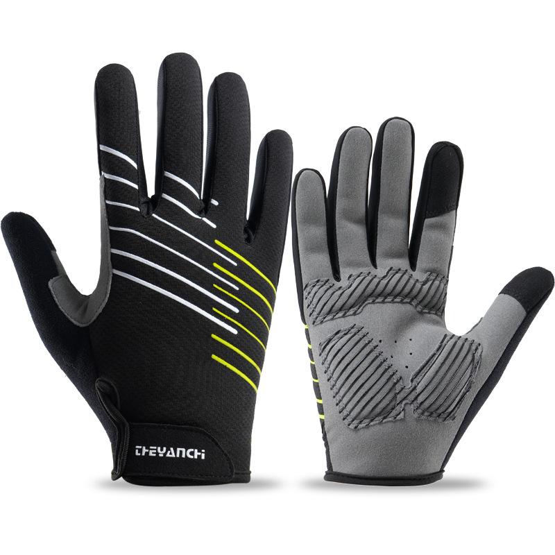 Bicycle riding gloves men's outdoor sports fitness anti-cocooning gloves non-slip shock absorption long finger touch screen