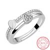 Luxury 925 Sterling Silver Wedding Rings for Women Double Heart Zirconia Opening Ring Valentine's Day Present Party Jewelry Gift