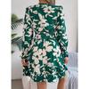 QICED Autumn and Winter Casual Flower Long-sleeved Black Ear-trimmed A-line Dress Women's Clothing