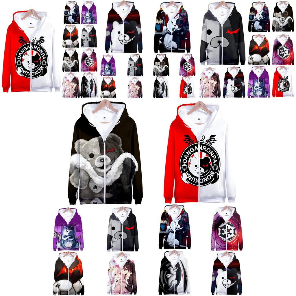 Cozy Danganronpa Monokuma Hoodie With Vibrant 3d Print For Anime Fans