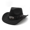 Retro Cowhide Big Cow Head With Woolen Big Eaves Wide Edge Protective Warm Western Cowboy Top Hat Men'S And Women'S Felt Hats