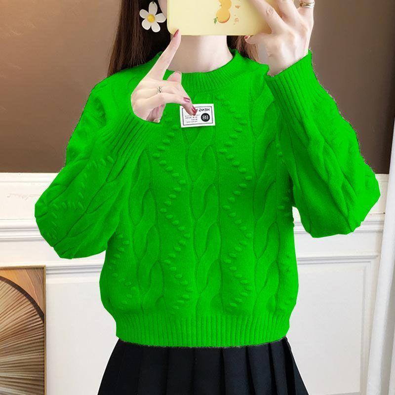 Женский свитер с круглым вырезом, теплый свитер крупной вязки на осень и зиму, свободный пуловер толстой вязки