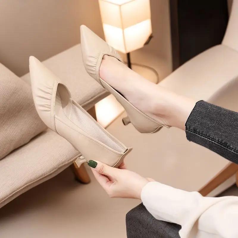 Нескользящая обувь для женщин в корейском стиле, женские туфли-лодочки на среднем каблуке, роскошные женские летние предложения, горячая и низкая цена