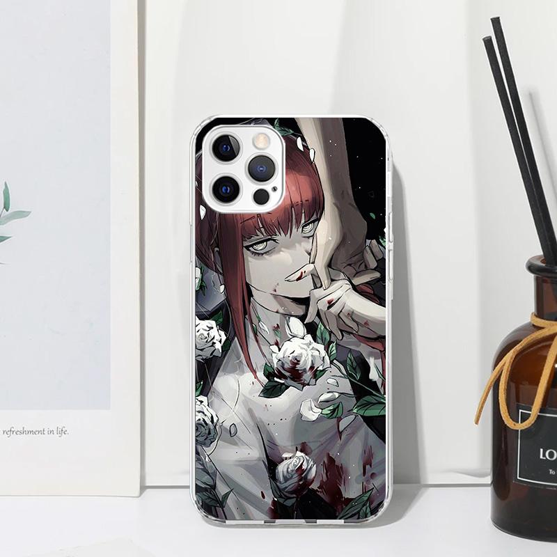 Chainsaw Makima Power Phone Case For Iphone 17 Air 16 15 Plus 16E 14 Pro Max 13 Mini 12 11 7 8 SE Fundas Soft Back Cover 17 Air