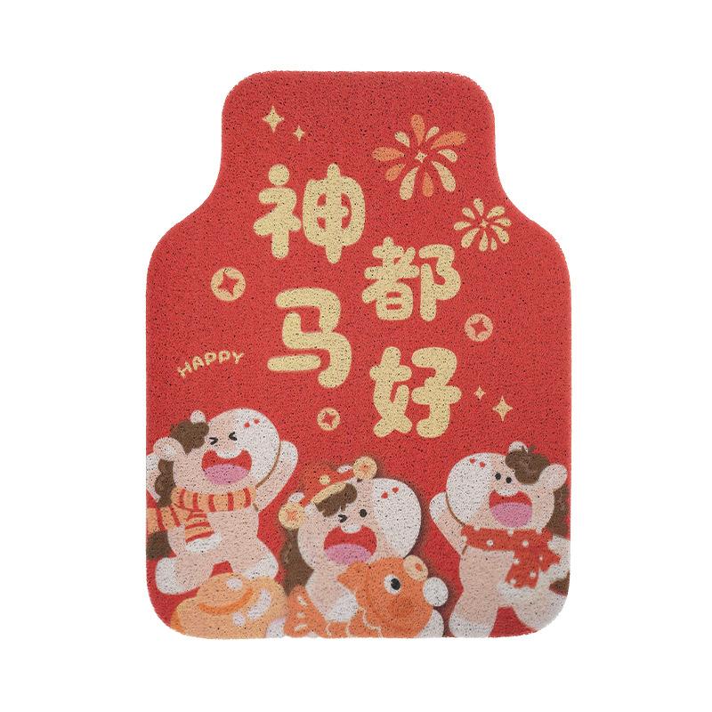 Car floor mat thickened silk ring cartoon main driving universal floor mat rear single piece anti-skid and anti-dirty protective pad