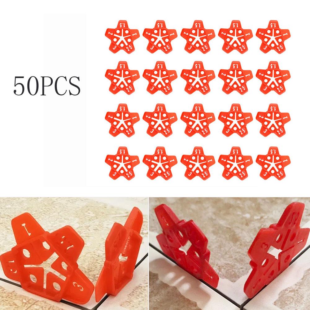 50Pcs Tile Leveling System Spacers Clips For Floor Wall Gap 1-3mm Construction Tool Red PE Plastic Reusable