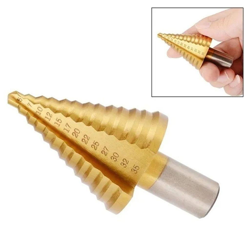 Набор инструментов Дерево Металл Отверстие 5-35 мм Сверло HSS Ступенчатое с титановым покрытием Прямое ступенчатое сверло с пазом