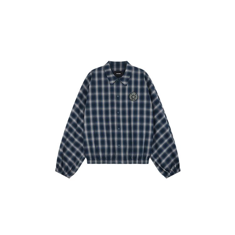 We11done Fw26 College Style Drop Shoulder Loose Fit Coach Plaid Jacket Unisex Jacket WD-JP2-26-027-U-BL