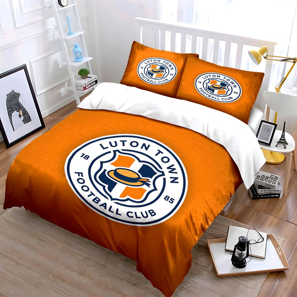 Luton Town Football Club Logo Bedding Duvet Cover Set Duvet Cover Pillowcases (1*Duvet Cover 2*Pillowcases, without duvet insert)