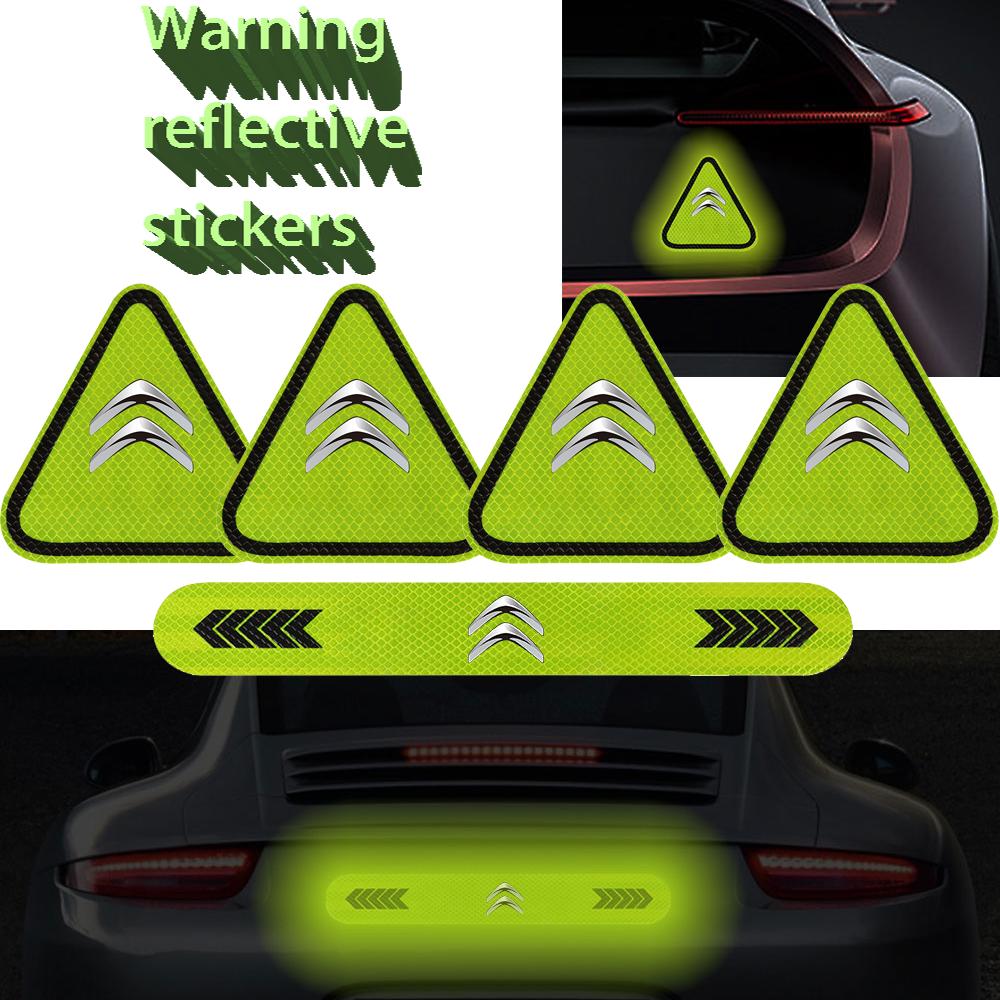 AJFJ2 Car Reflective Sticker Automobile Trunk Warning Safety Tape Reflective Strips For Citroen C1 C3 C4 Picasso C4L C5 VTS C-ELYSEE