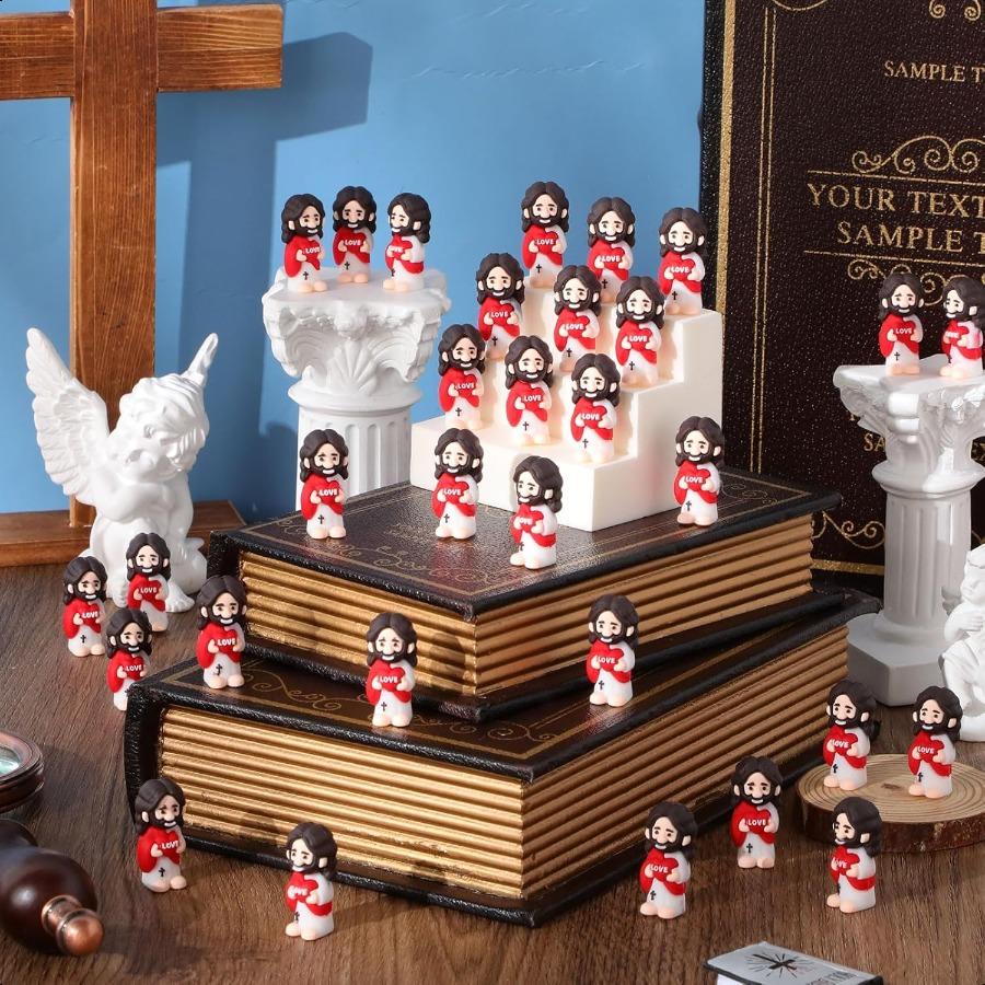 50 Пасхальных мини-фигурок Иисуса любит тебя Маленькие религиозные игрушки Иисуса Прятки для поделок в воскресной школе Наполнитель для пасхальных яиц Сту