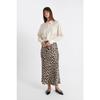 A-line High Waist Leopard Patterned Long/maxi Length 100% Satin Skirt D3905axns