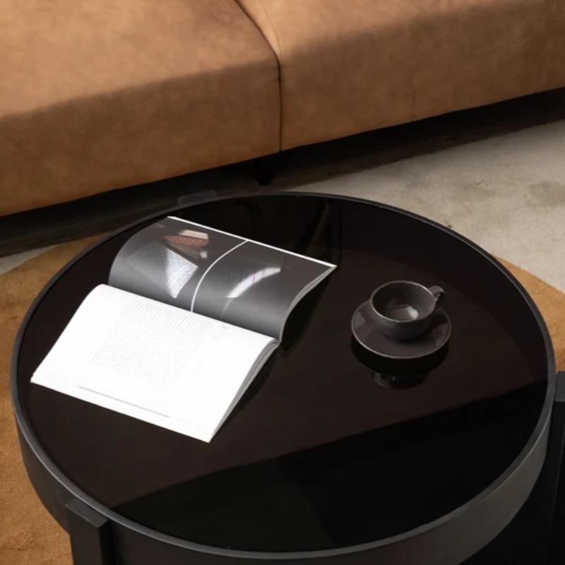 Nordic Round Coffee Table, Wrought Iron & Glass Side Table, Modern Circular Center Table, Sturdy Metal Frame for Living Room