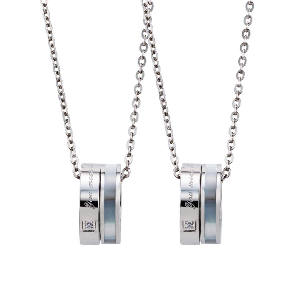 Пара ожерелья хирургическая нержавеющая сталь 316L кубический цирконий гипоаллергенный сообщение ракушка серебро [белый клевер] + & 4SUP102WH&4SUP102WH