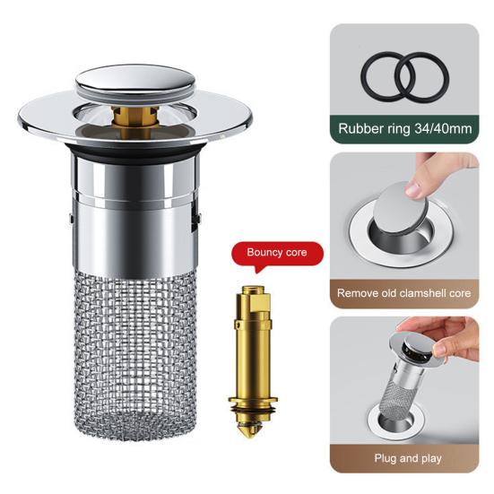 3/6Pcs Pop-up Sink Drain Filter Bathroom Sink Stopper Stainless Steel Filter Basket