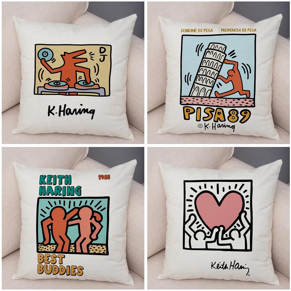 Nordic Style Plush Throw Pillow Case Abstract Keith Artwork Cushion Cover for Sofa Home Car Decor Geometric Art Print Pillowcase