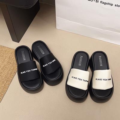 Летние женские шлепанцы с надписью для улицы 2025 весна и лето новые повседневные шлепанцы на толстой подошве пляжные крутые шлепанцы женские